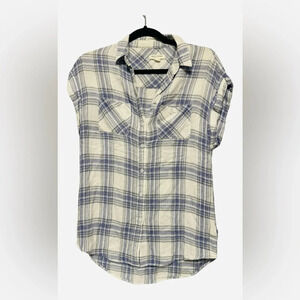 BeachLoungeLunch Button Up Plaid Shirt Super Soft Size XS